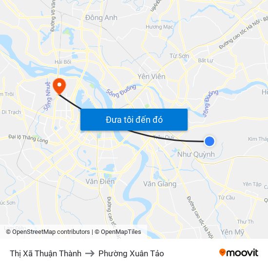 Thị Xã Thuận Thành to Phường Xuân Tảo map