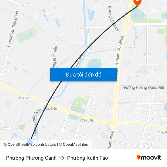 Phường Phương Canh to Phường Xuân Tảo map