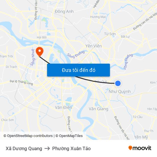 Xã Dương Quang to Phường Xuân Tảo map