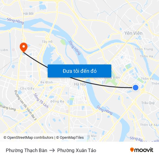 Phường Thạch Bàn to Phường Xuân Tảo map