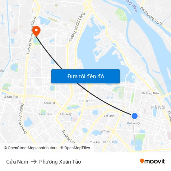 Cửa Nam to Phường Xuân Tảo map