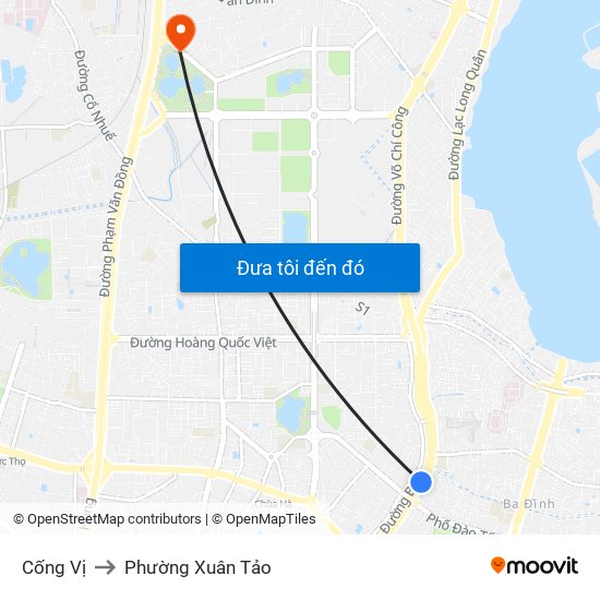 Cống Vị to Phường Xuân Tảo map