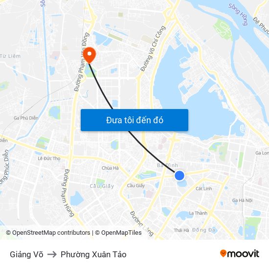 Giảng Võ to Phường Xuân Tảo map