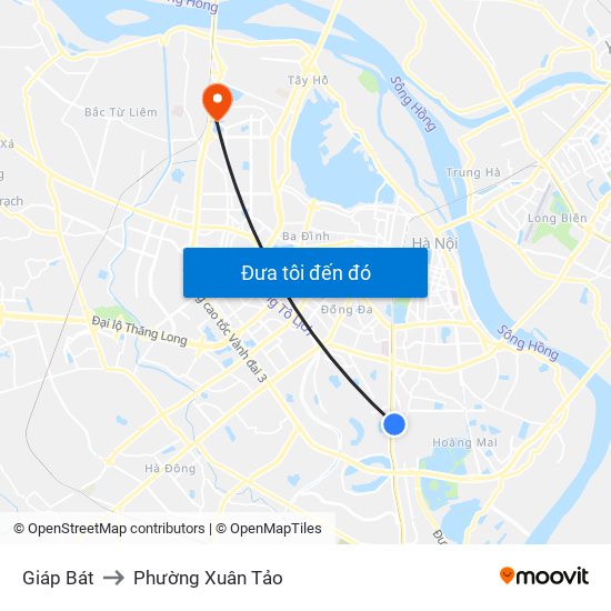 Giáp Bát to Phường Xuân Tảo map