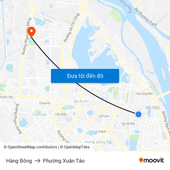 Hàng Bông to Phường Xuân Tảo map