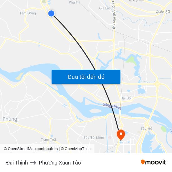 Đại Thịnh to Phường Xuân Tảo map