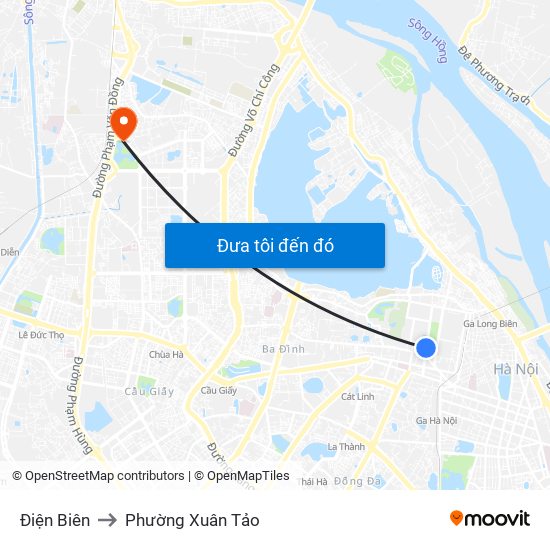 Điện Biên to Phường Xuân Tảo map