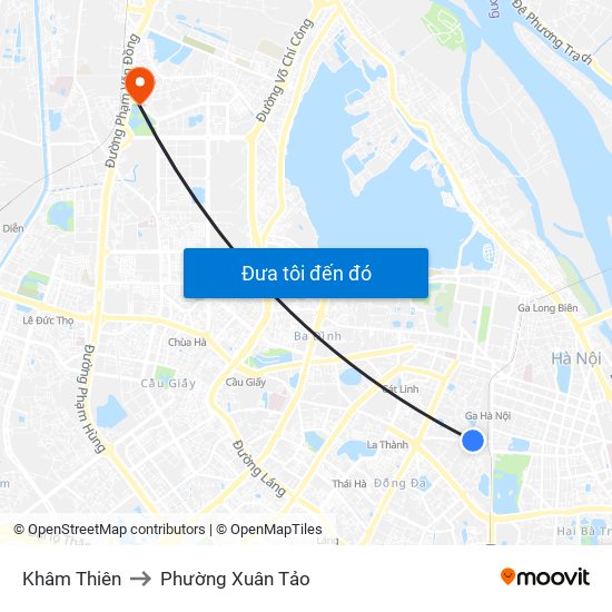 Khâm Thiên to Phường Xuân Tảo map