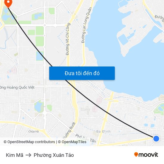 Kim Mã to Phường Xuân Tảo map