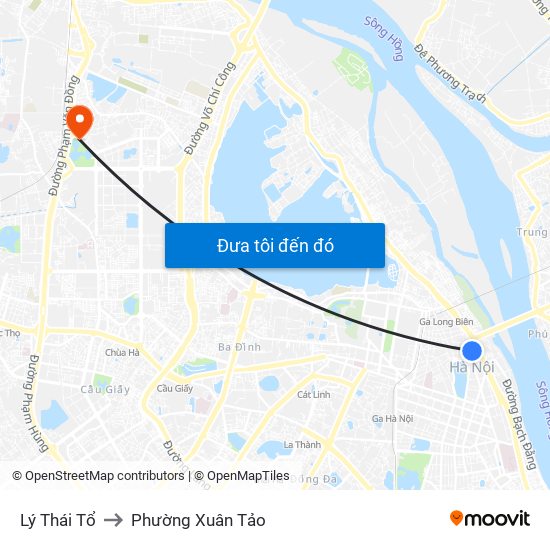 Lý Thái Tổ to Phường Xuân Tảo map