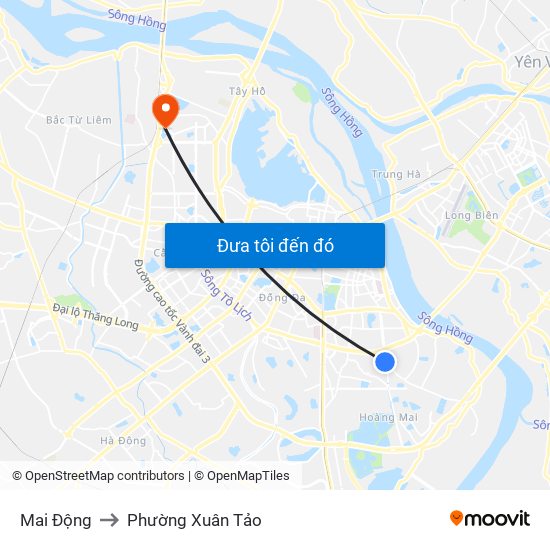 Mai Động to Phường Xuân Tảo map