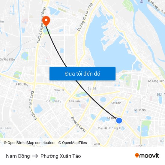 Nam Đồng to Phường Xuân Tảo map