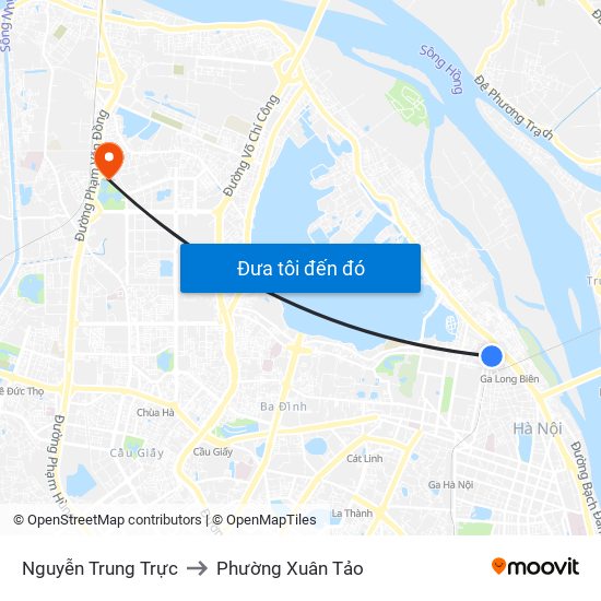 Nguyễn Trung Trực to Phường Xuân Tảo map