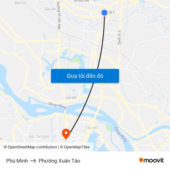 Phú Minh to Phường Xuân Tảo map