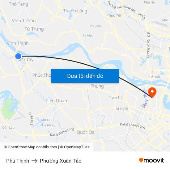 Phú Thịnh to Phường Xuân Tảo map