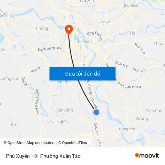 Phú Xuyên to Phường Xuân Tảo map