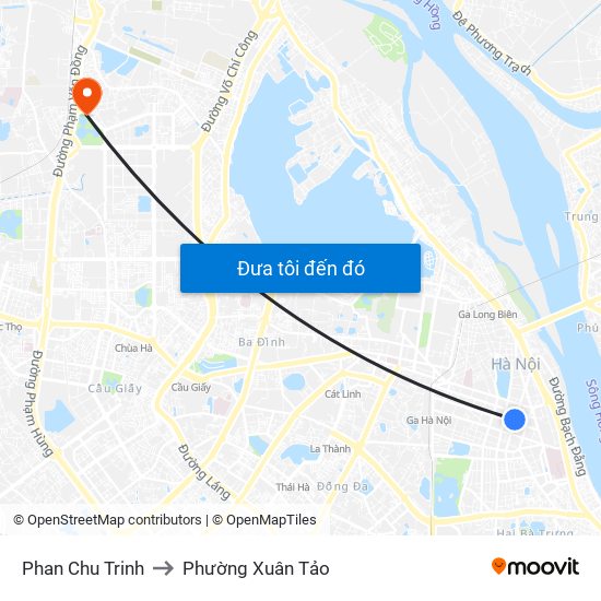 Phan Chu Trinh to Phường Xuân Tảo map