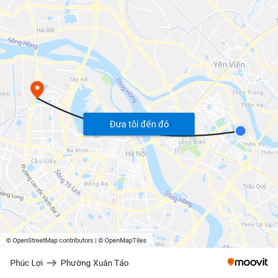 Phúc Lợi to Phường Xuân Tảo map