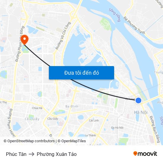 Phúc Tân to Phường Xuân Tảo map