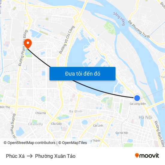 Phúc Xá to Phường Xuân Tảo map