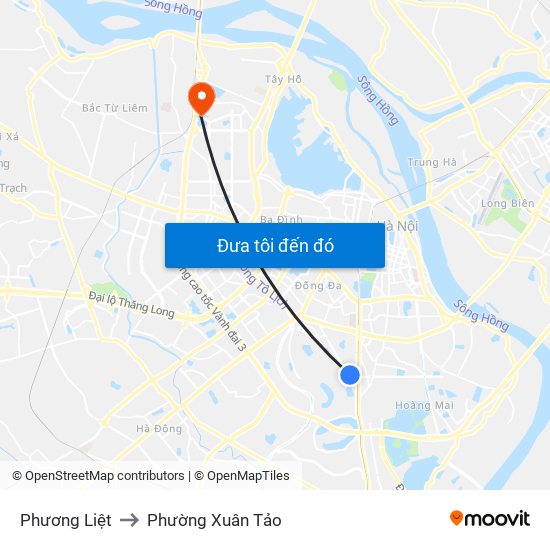 Phương Liệt to Phường Xuân Tảo map