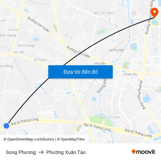 Song Phương to Phường Xuân Tảo map