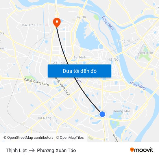 Thịnh Liệt to Phường Xuân Tảo map