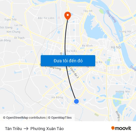 Tân Triều to Phường Xuân Tảo map