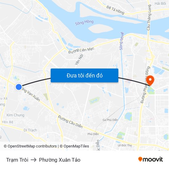 Trạm Trôi to Phường Xuân Tảo map
