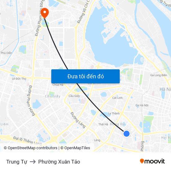 Trung Tự to Phường Xuân Tảo map
