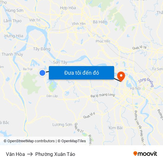 Vân Hòa to Phường Xuân Tảo map