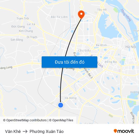 Văn Khê to Phường Xuân Tảo map