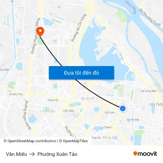 Văn Miếu to Phường Xuân Tảo map