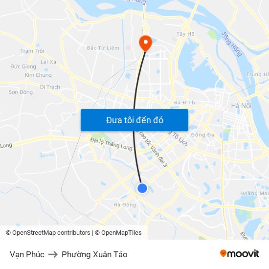 Vạn Phúc to Phường Xuân Tảo map