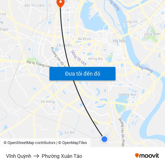 Vĩnh Quỳnh to Phường Xuân Tảo map