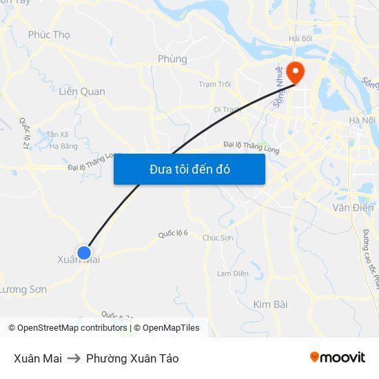 Xuân Mai to Phường Xuân Tảo map