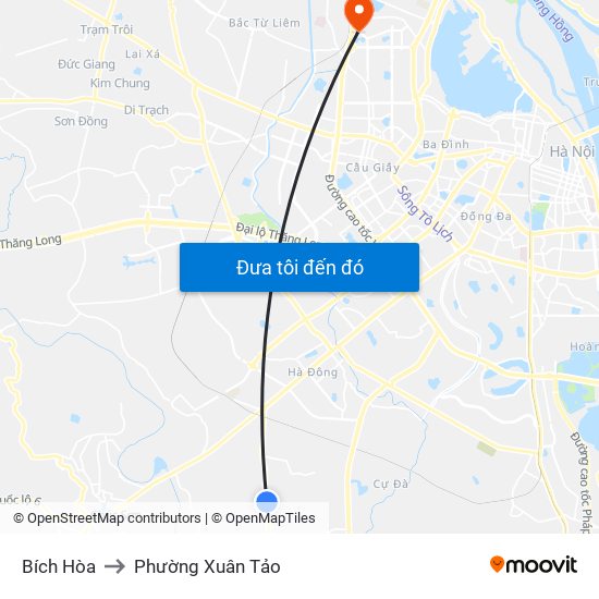 Bích Hòa to Phường Xuân Tảo map