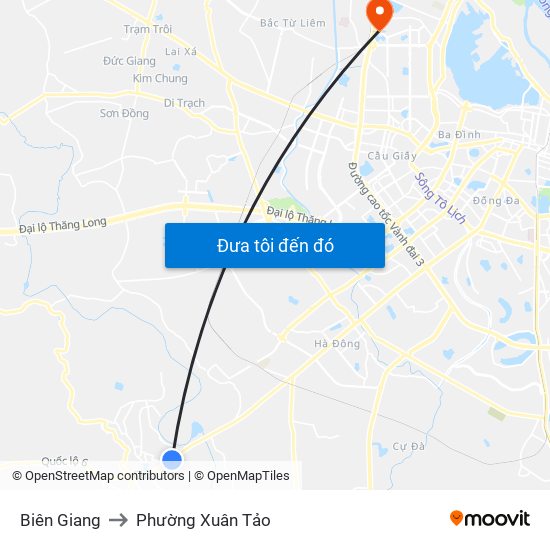 Biên Giang to Phường Xuân Tảo map