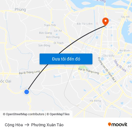 Cộng Hòa to Phường Xuân Tảo map