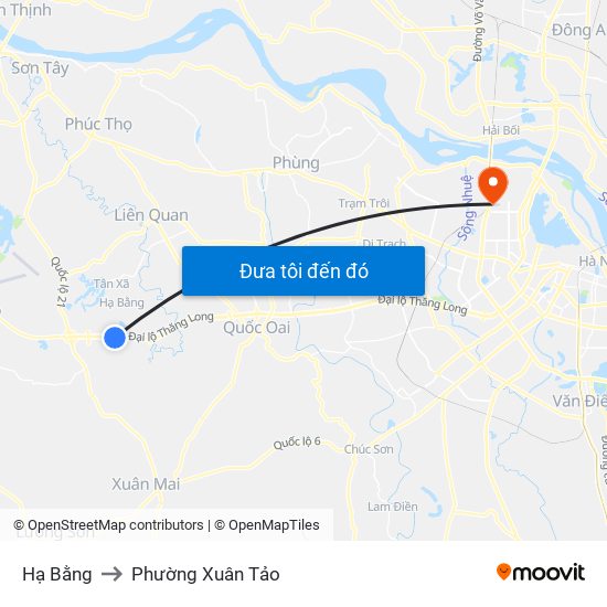 Hạ Bằng to Phường Xuân Tảo map