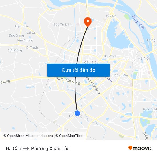 Hà Cầu to Phường Xuân Tảo map