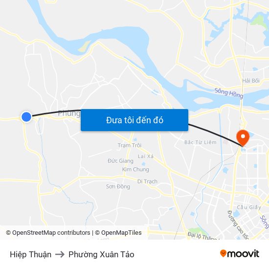 Hiệp Thuận to Phường Xuân Tảo map