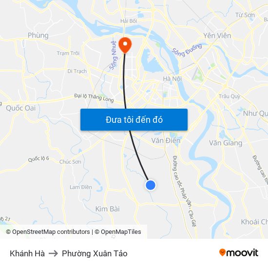 Khánh Hà to Phường Xuân Tảo map