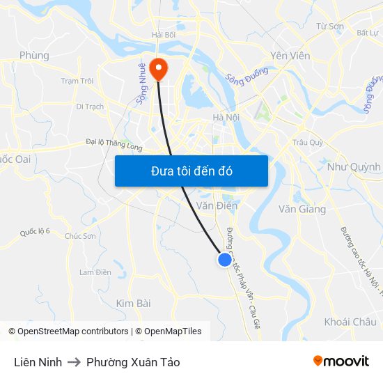 Liên Ninh to Phường Xuân Tảo map