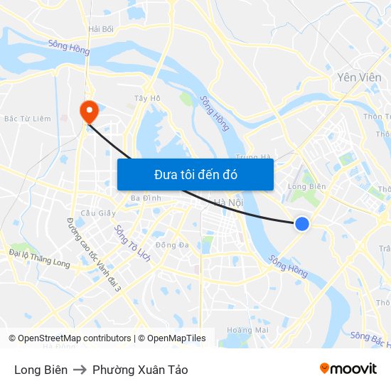 Long Biên to Phường Xuân Tảo map