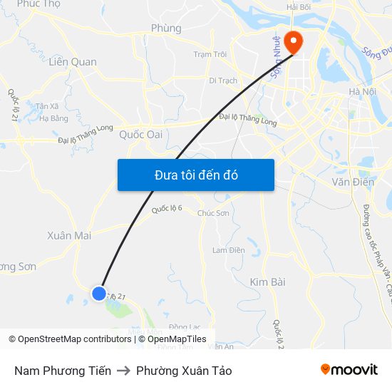 Nam Phương Tiến to Phường Xuân Tảo map
