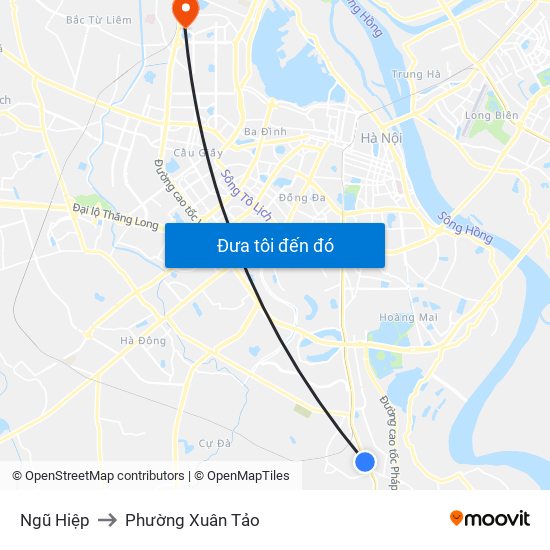 Ngũ Hiệp to Phường Xuân Tảo map