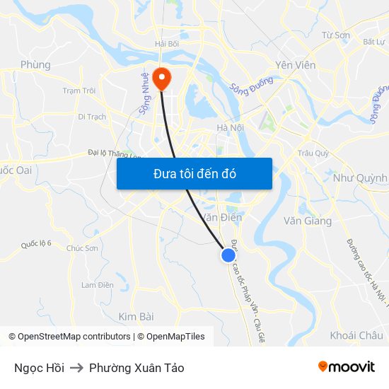 Ngọc Hồi to Phường Xuân Tảo map