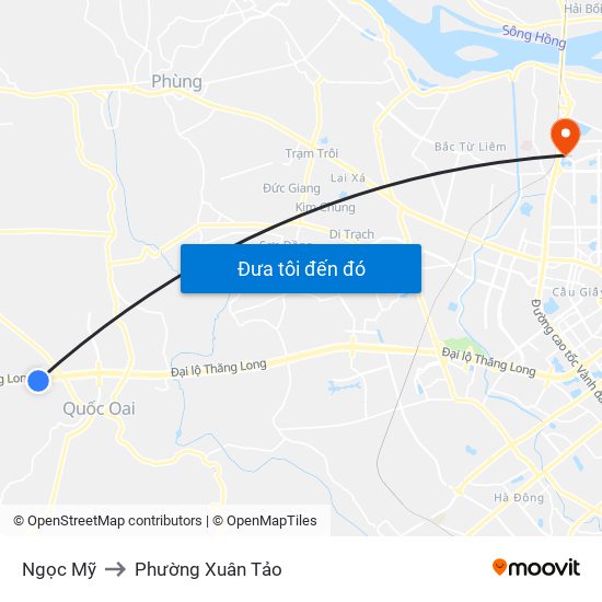 Ngọc Mỹ to Phường Xuân Tảo map