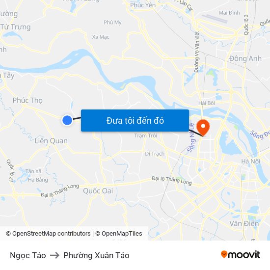 Ngọc Tảo to Phường Xuân Tảo map